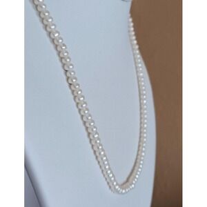 17" Vintage Cultured Pearl Necklace 10k Yellow Gold Clasp 4mm Strand